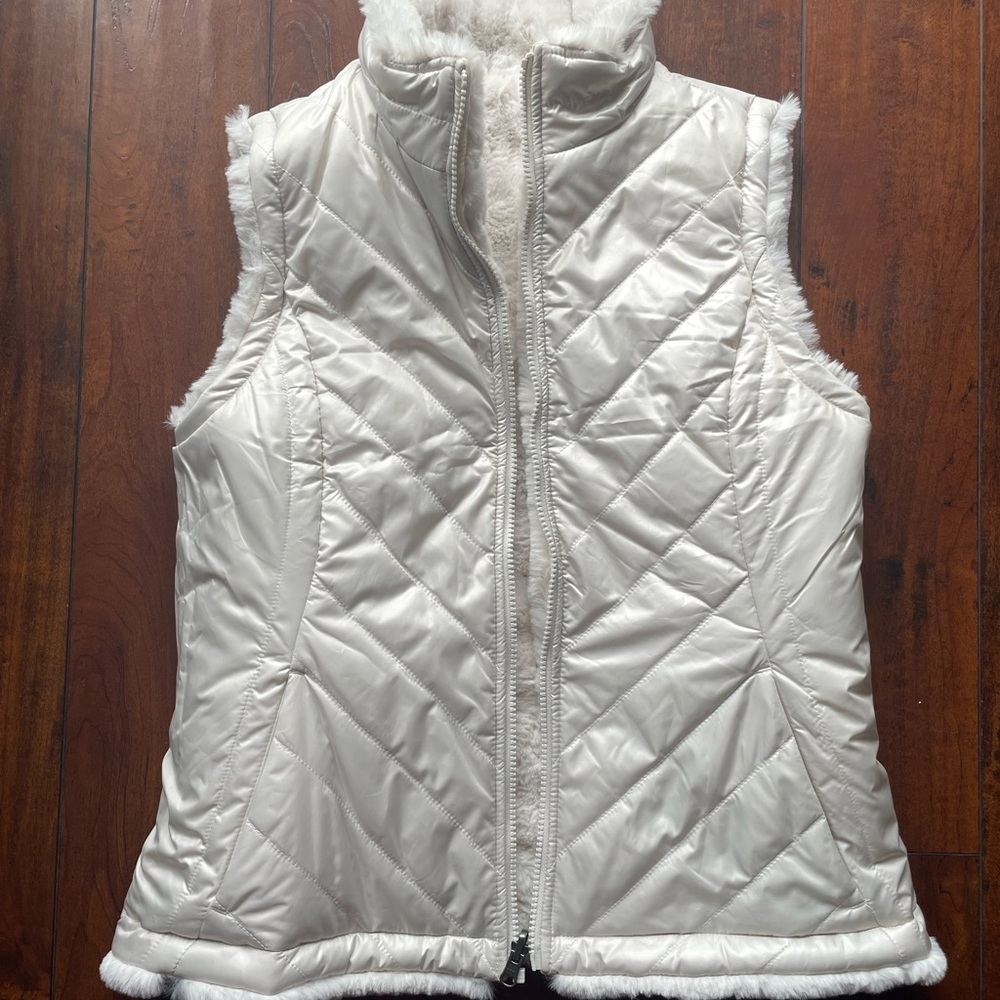 Original Nicole Miller, Reversible Vest, Size Medium, Off-White/Ivory - Picture 10 of 13